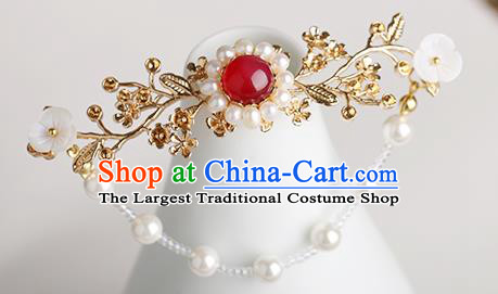 Chinese Classical Palace Golden Plum Hair Stick Handmade Hanfu Hair Accessories Ancient Ming Dynasty Empress Tassel Hairpins