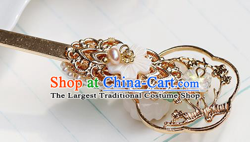 Chinese Classical Palace Golden Hair Stick Handmade Hanfu Hair Accessories Ancient Ming Dynasty Empress Beads Tassel Hairpins