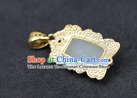 Chinese Handmade Jade Necklet Classical Jewelry Accessories Ancient Ming Dynasty Princess Hanfu Necklace Pendant for Women