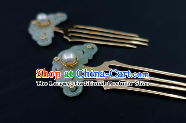 Chinese Classical Palace Jade Cloud Hair Combs Handmade Hanfu Hair Accessories Ancient Song Dynasty Empress Hairpins