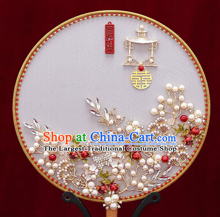 Chinese Handmade Wedding Palace Fans Classical Silk Fans Ancient Bride Round Fans