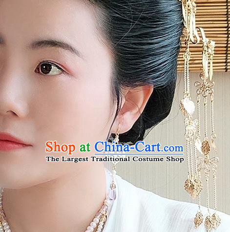 Chinese Handmade Shell Earrings Classical Ear Accessories Hanfu Ming Dynasty Princess Purple Eardrop