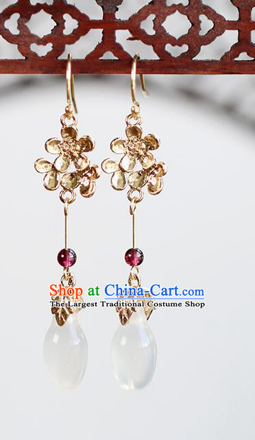 Chinese Handmade Magnolia Earrings Classical Ear Accessories Hanfu Ming Dynasty Princess Eardrop