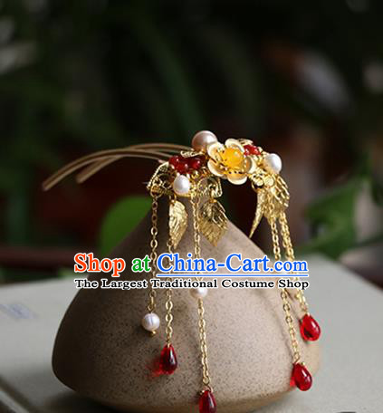 Chinese Classical Palace Tassel Hair Stick Handmade Hanfu Hair Accessories Ancient Ming Dynasty Princess Golden Hairpins