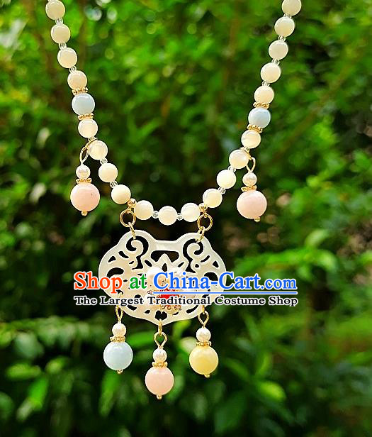 Chinese Handmade Ming Dynasty Necklet Classical Jewelry Accessories Ancient Princess Hanfu Shell Necklace for Women