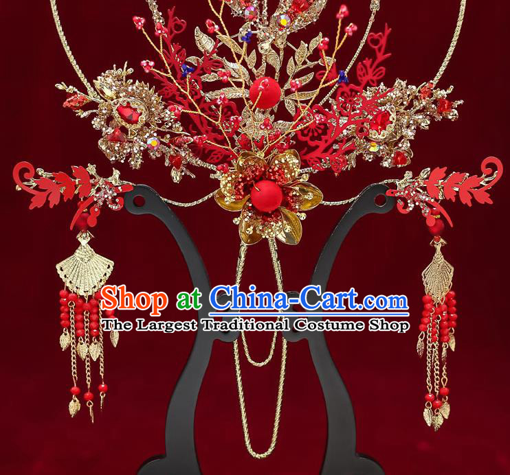 Chinese Handmade Wedding Red Crystal Dragonfly Palace Fans Classical Fans Ancient Bride Golden Round Fans