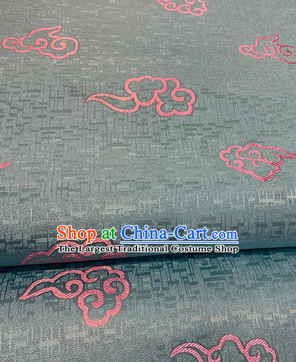 Chinese Traditional Clouds Pattern Light Green Silk Fabric Brocade Drapery Tang Suit Damask Material