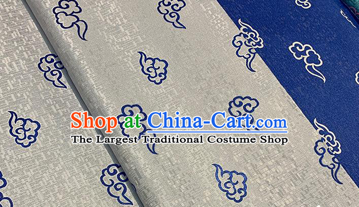 Chinese Traditional Clouds Pattern Grey Silk Fabric Brocade Drapery Tang Suit Damask Material