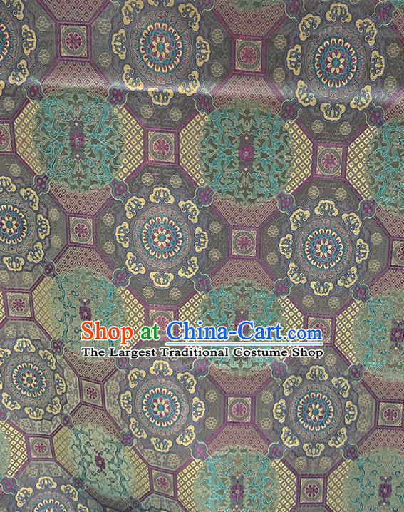 Chinese Traditional Eight Treasures Lotus Pattern Silk Fabric Brocade Drapery Mongolian Robe Damask Material