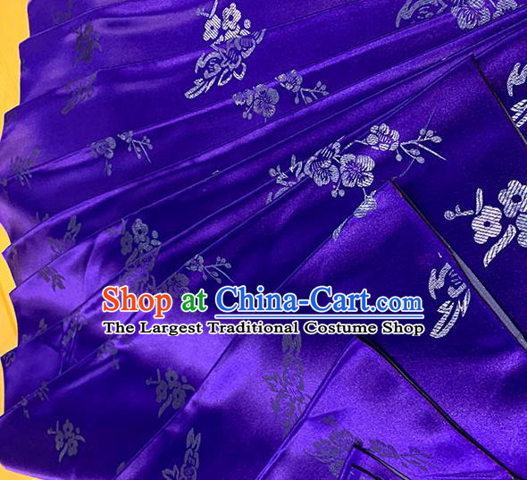 Chinese Traditional Plum Blossom Pattern Royalblue Silk Fabric Brocade Drapery Qipao Dress Damask Material