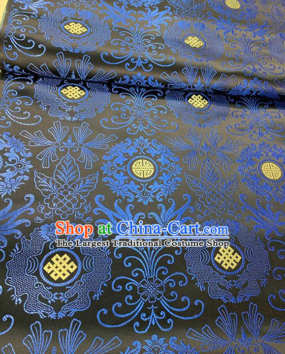 Chinese Traditional Double Dragon Pattern Black Silk Fabric Tang Suit Damask Material Brocade Drapery