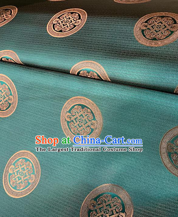 Chinese Traditional Circle Pattern Green Silk Fabric Brocade Drapery Tang Suit Damask Material