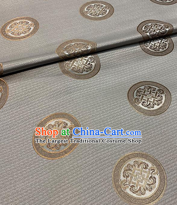 Chinese Traditional Circle Pattern Grey Silk Fabric Brocade Drapery Tang Suit Damask Material