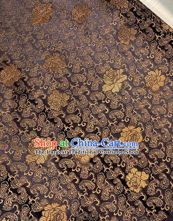 Chinese Traditional Rose Flowers Pattern Silk Fabric Tang Suit Damask Material Brown Brocade Drapery
