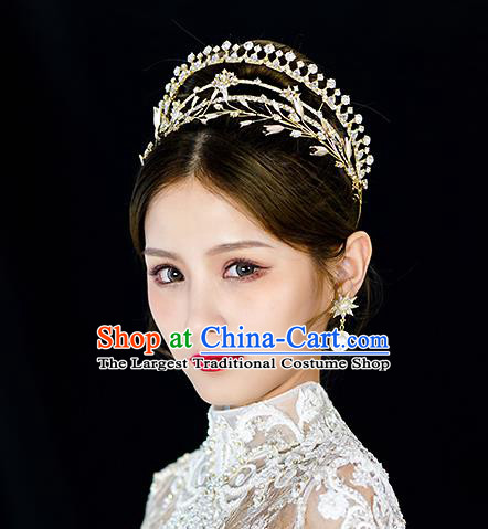 Handmade Baroque Bride Crystal Royal Crown Classical Jewelry Accessories European Princess Wedding Zircon Hair Accessories