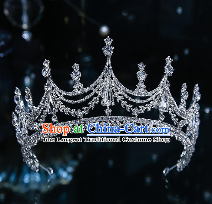 Handmade Baroque Zircon Royal Crown Wedding Hair Accessories Classical European Bride Headwear