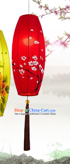 Chinese Traditional Painting Plum Blossom Red Lanterns Handmade Hanging Lantern New Year Classical Palace Lamp