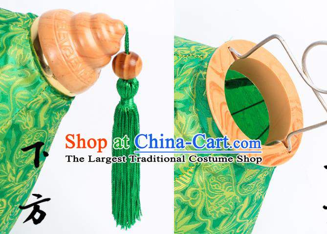 Chinese Traditional Flowers Pattern Green Silk Lanterns Handmade Hanging Lantern New Year Palace Lamp
