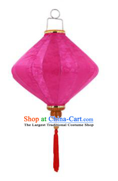 Chinese Traditional Rosy Silk Palace Lanterns Handmade Hanging Lantern New Year Classical Diamond Lamp