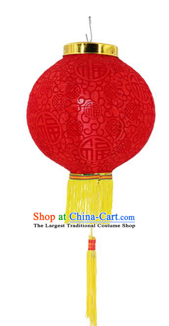 Chinese Traditional Red Flock Cloth Palace Lanterns Handmade Ceiling Lantern Classical Festive New Year Lamp