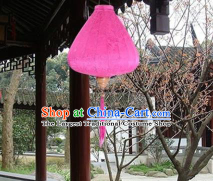 Chinese Traditional Lucky Pattern Rosy Silk Palace Lanterns Handmade Hanging Lantern Classical Festive New Year Tulip Lamp