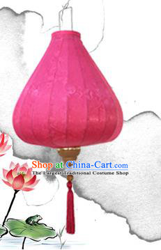 Chinese Traditional Jacquard Pattern Pink Silk Palace Lanterns Handmade Hanging Lantern Classical Festive New Year Tulip Lamp