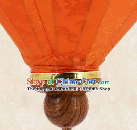 Chinese Traditional Orange Silk Palace Lanterns Handmade Hanging Lantern Classical Festive New Year Diamond Lamp