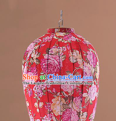Chinese Traditional Printing Peony Red Palace Lanterns Handmade Hanging Lantern Classical Festive New Year Lamp
