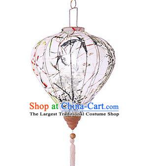 Chinese Traditional Ink Painting Bamboo Palace Lanterns Handmade Hanging Lantern Classical Festive New Year Lamp