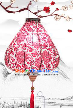 Handmade Chinese Red Peony Pattern Palace Lanterns Traditional New Year Lantern Classical Festival Cloth Lamp