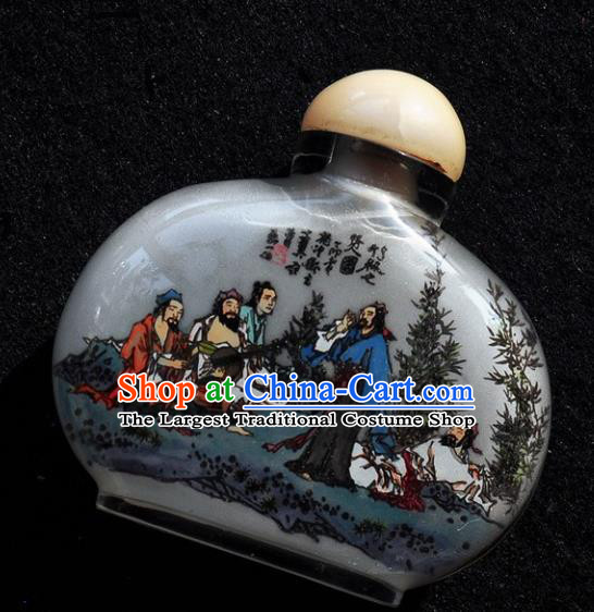 Chinese Handmade Snuff Bottle Traditional Inside Painting Seven Intellectuals in Bamboo Forest Snuff Bottles Artware