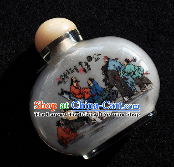 Chinese Handmade Snuff Bottle Traditional Inside Painting Seven Intellectuals in Bamboo Forest Snuff Bottles Artware