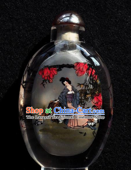 Chinese Handmade Snuff Bottle Traditional Inside Painting Beauty Crane Snuff Bottles Artware