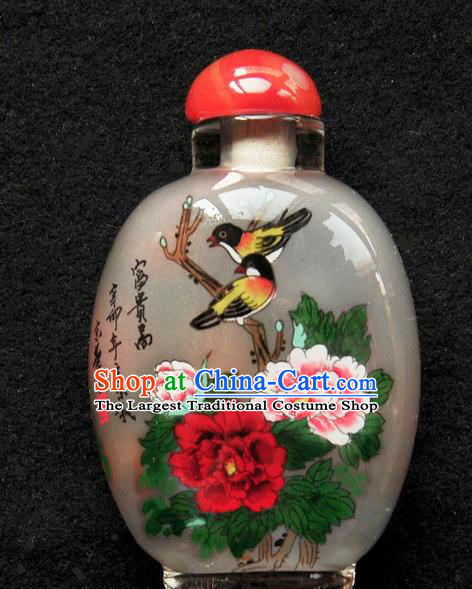 Chinese Handmade Snuff Bottle Traditional Inside Painting Camellia Birds Snuff Bottles Artware