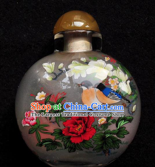 Chinese Handmade Snuff Bottle Traditional Inside Painting Magnolia Birds Snuff Bottles Artware