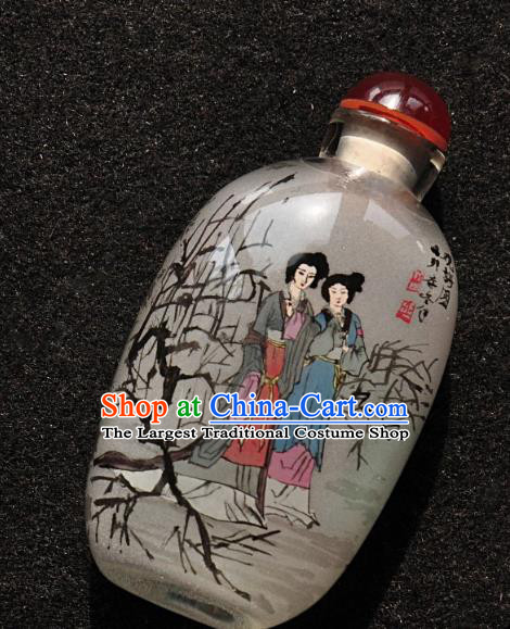 Chinese Handmade Snuff Bottle Traditional Inside Painting Bamboo Beauty Snuff Bottles Artware