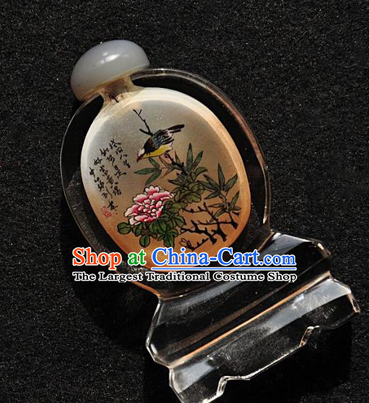 Chinese Handmade Snuff Bottle Traditional Inside Painting Plum Magpie Snuff Bottles Artware