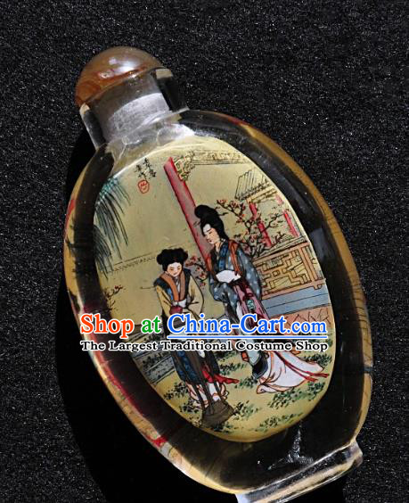 Chinese Handmade Yellow Snuff Bottle Traditional Inside Painting Noble Lady Snuff Bottles Artware