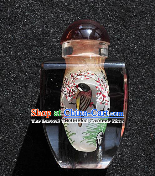 Chinese Handmade Snuff Bottle Traditional Inside Painting Flower Birds Snuff Bottles Artware