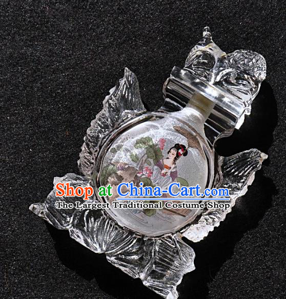 Chinese Handmade Glass Lion Snuff Bottle Traditional Inside Painting Palace Lady Snuff Bottles Artware