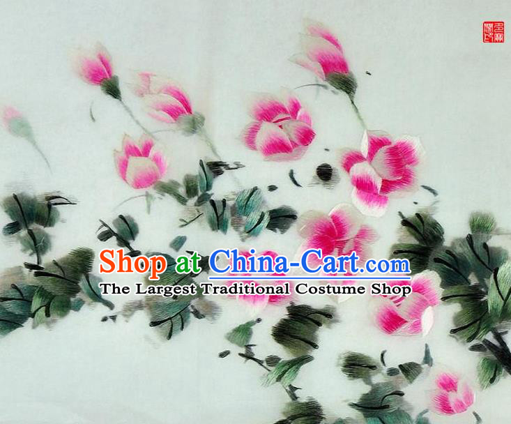 Traditional Chinese Embroidered Peach Blossom Decorative Painting Hand Su Embroidery Silk Wall Picture Craft