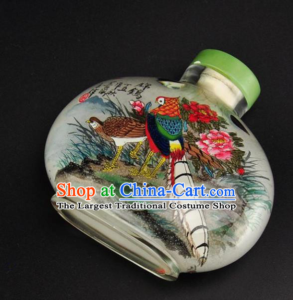 Chinese Handmade Flowers Birds Snuff Bottle Craft Traditional Inside Painting Peony Snuff Bottles Artware