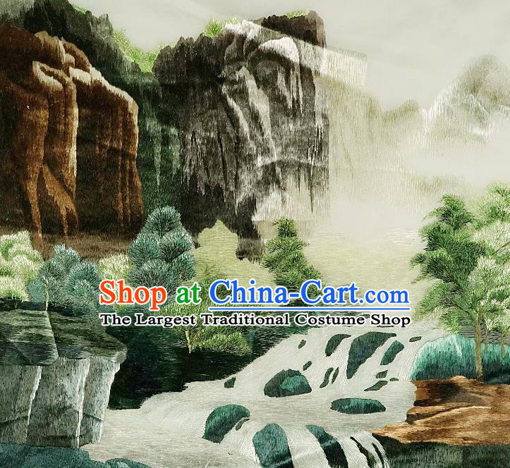 Traditional Chinese Embroidered Landscape Decorative Painting Hand Embroidery Silk Picture Craft