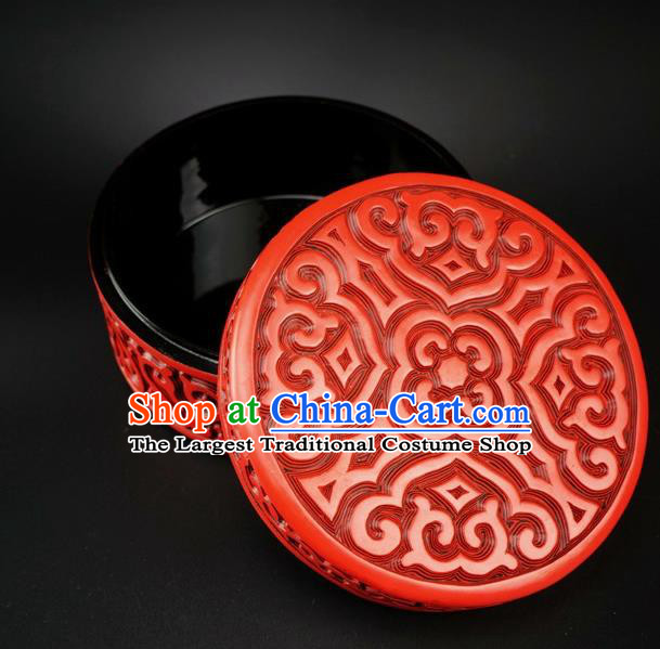 Traditional Chinese Carving Lacquerware Hand Red Rouge Box Craft