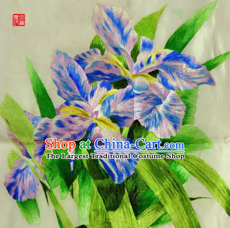 Traditional Chinese Embroidered Orchid Fabric Patches Hand Embroidering Applique Suzhou Embroidery Silk Accessories