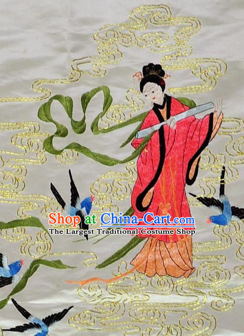 Traditional Chinese Embroidered Legend Decorative Painting Hand Embroidery Niulang and Zhinv Silk Wall Picture Craft