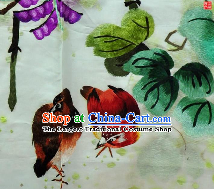 Traditional Chinese Embroidered Chicken Decorative Painting Hand Embroidery Hyacinth Bean Silk Wall Picture Craft