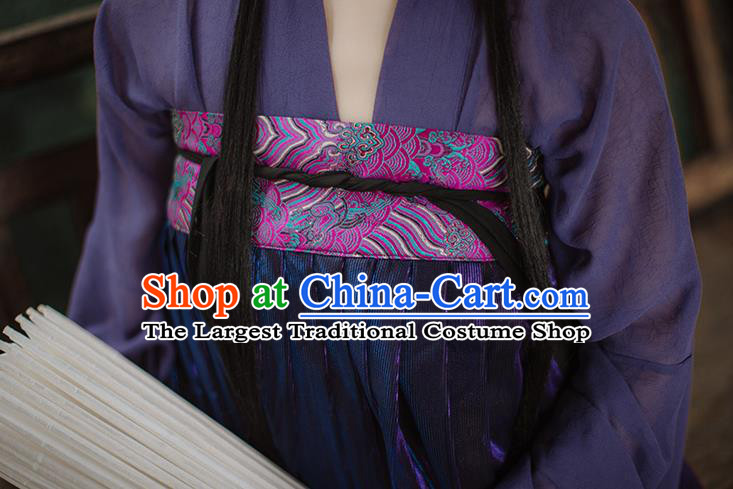 Chinese Tang Dynasty Noble Lady Costumes Traditional Ancient Princess Garment Hanfu Purple Blouse and Dress for Women