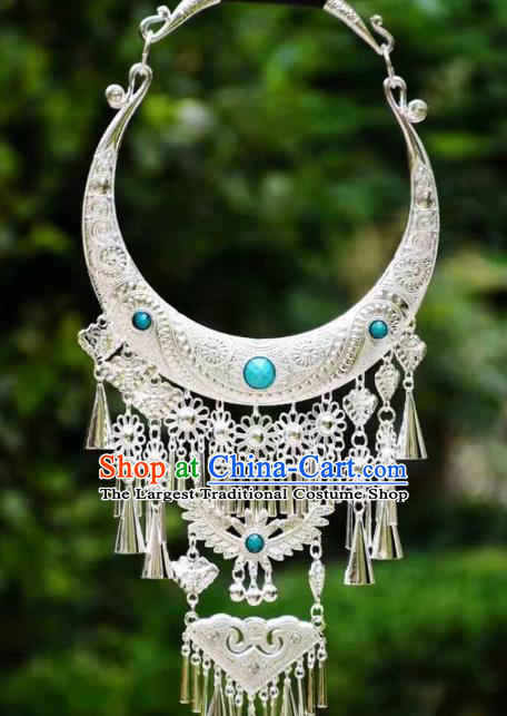 Chinese Blue Necklet Yunnan Minority Accessories Miao Nationality Ethnic Necklace