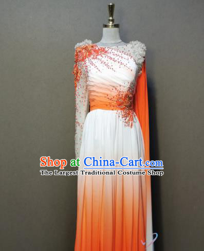 Top Grade Singing Competition Clothing Chorus Costumes Modern Dance Orange Dress
